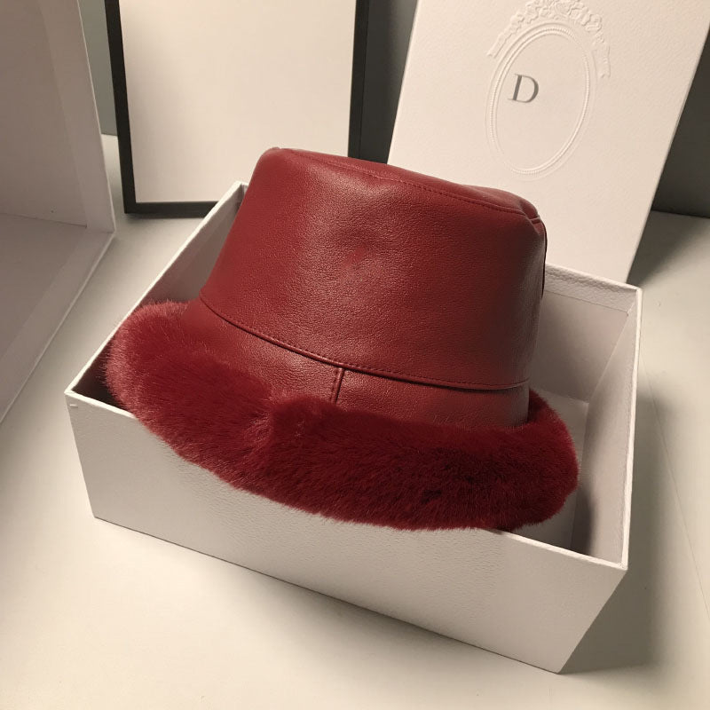 TheCapSpot - Leather Plush Hat