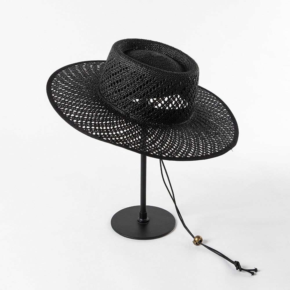 Spring And Summer New Fashion Woven Binding Lace Large Eave Round Top Straw Hat