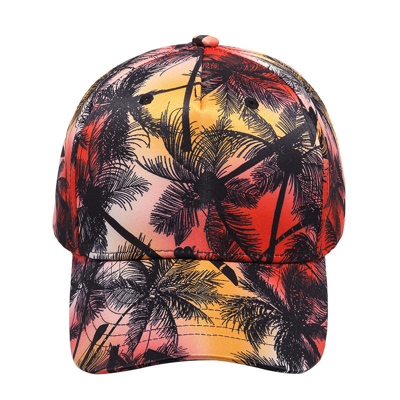 Printed Coconut Pattern Curved Cap
