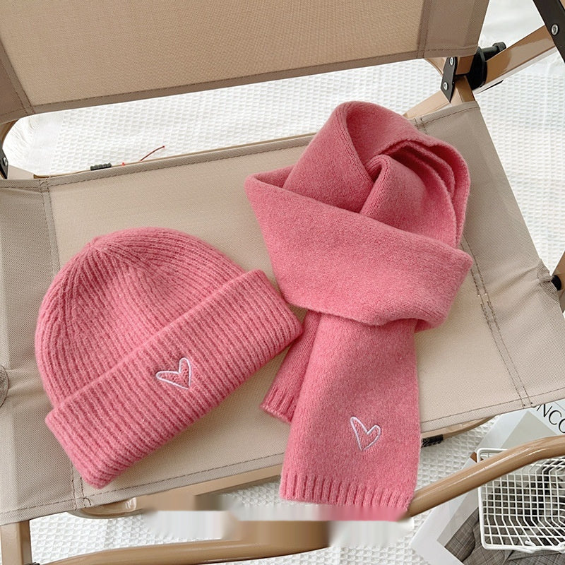 TheCapSpot - Heart Embroidery Solid Color Children Woolen Knitted Hat