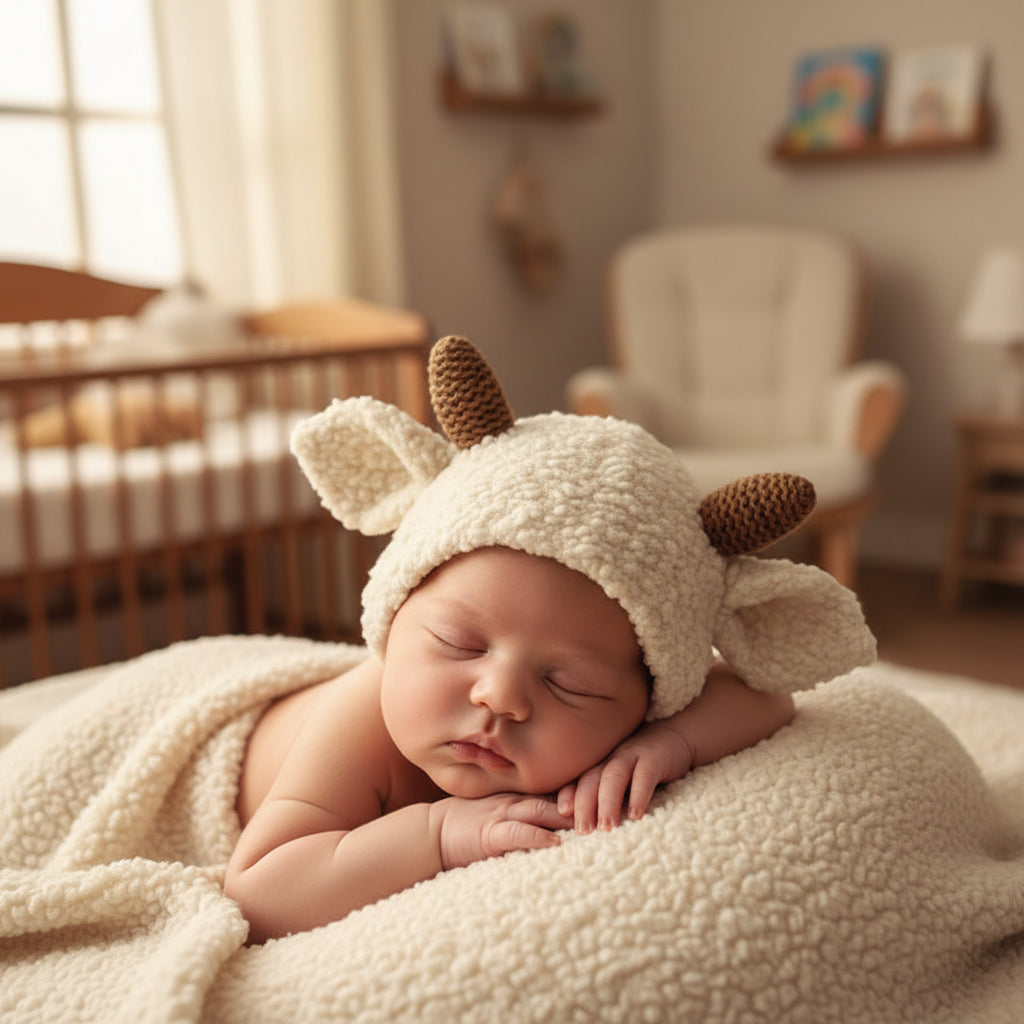 TheCapSpot - Cavendar Sheep Horn Infant Earmuffs Hat