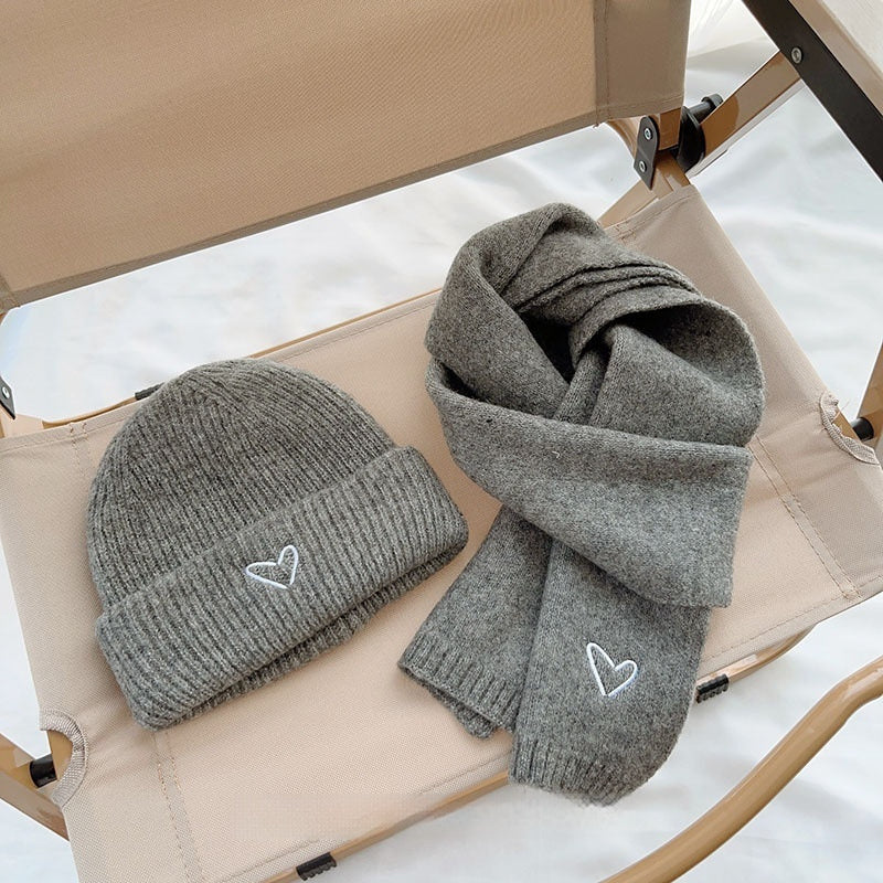 TheCapSpot - Heart Embroidery Solid Color Children Woolen Knitted Hat