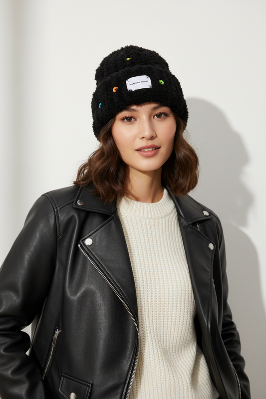 Plush Acrylic Knitted Hat – Medium 56–58 cm