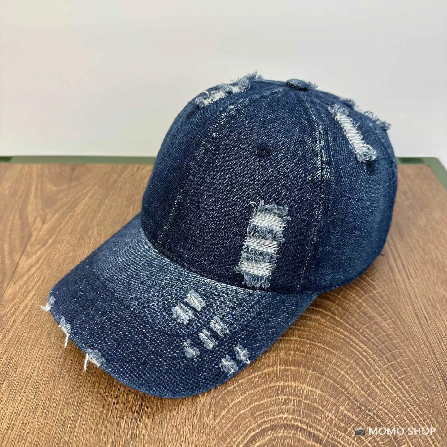 TheCapSpot - Washed Denim Soft Peaked Cap Distressed