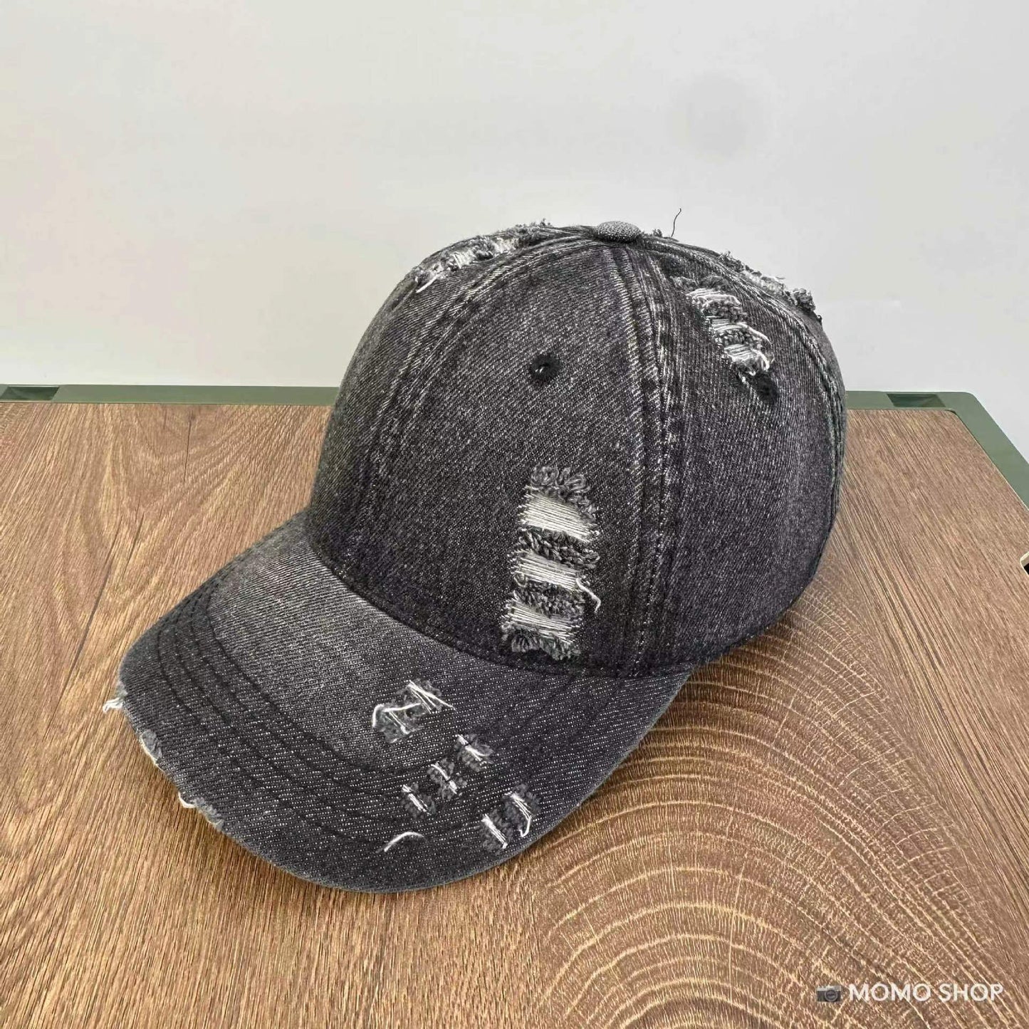 TheCapSpot - Washed Denim Soft Peaked Cap Distressed