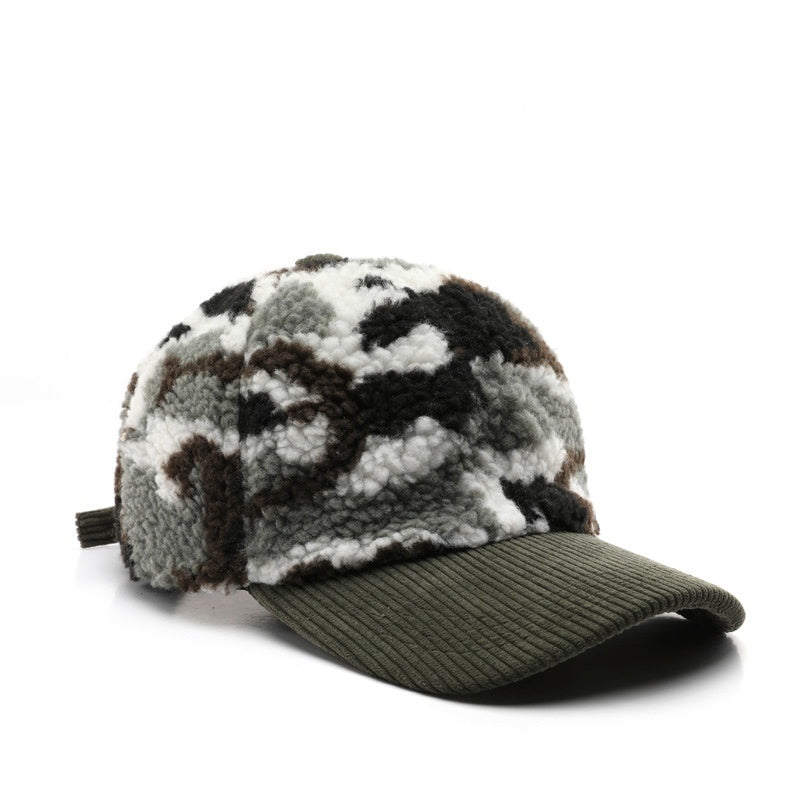 Color Blocking Plush Camouflage Solid Color Light Board Baseball Cap