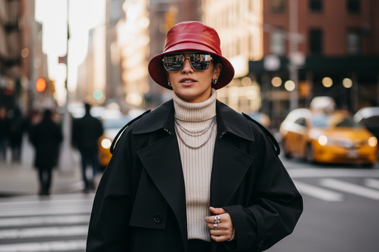 Red bucket hat on a white background