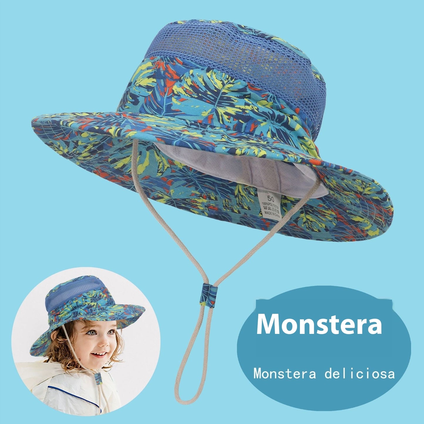 Children's Sun Hat Summer Breathable Mesh Cartoon Dinosaur Printing Outdoor Sunshade