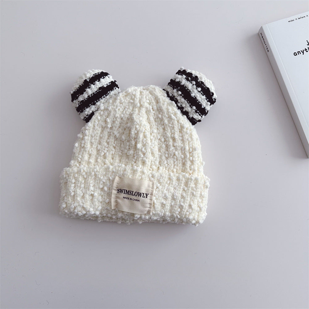 Ear Style Children's Stripes Knitted Hat Warm