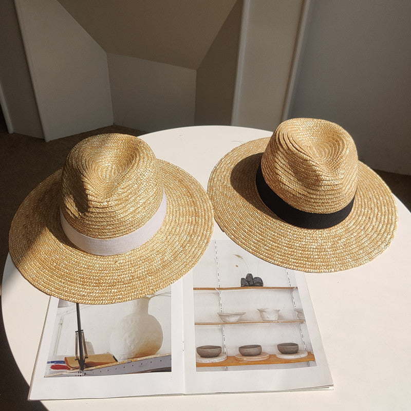 TheCapSpot - Tan with solid Ribbon Straw Hat
