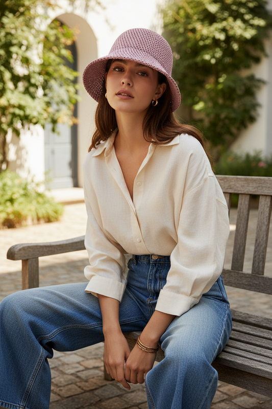 Hollow Sun Hat with UV Protection, Adjustable Fit