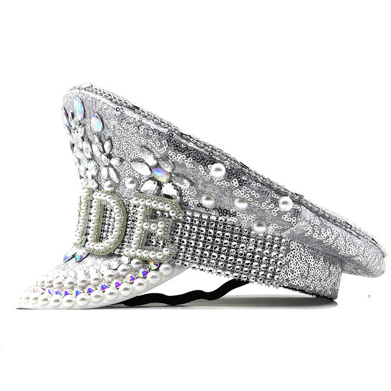 TheCapspot -Silver Sequin Diamond Hat