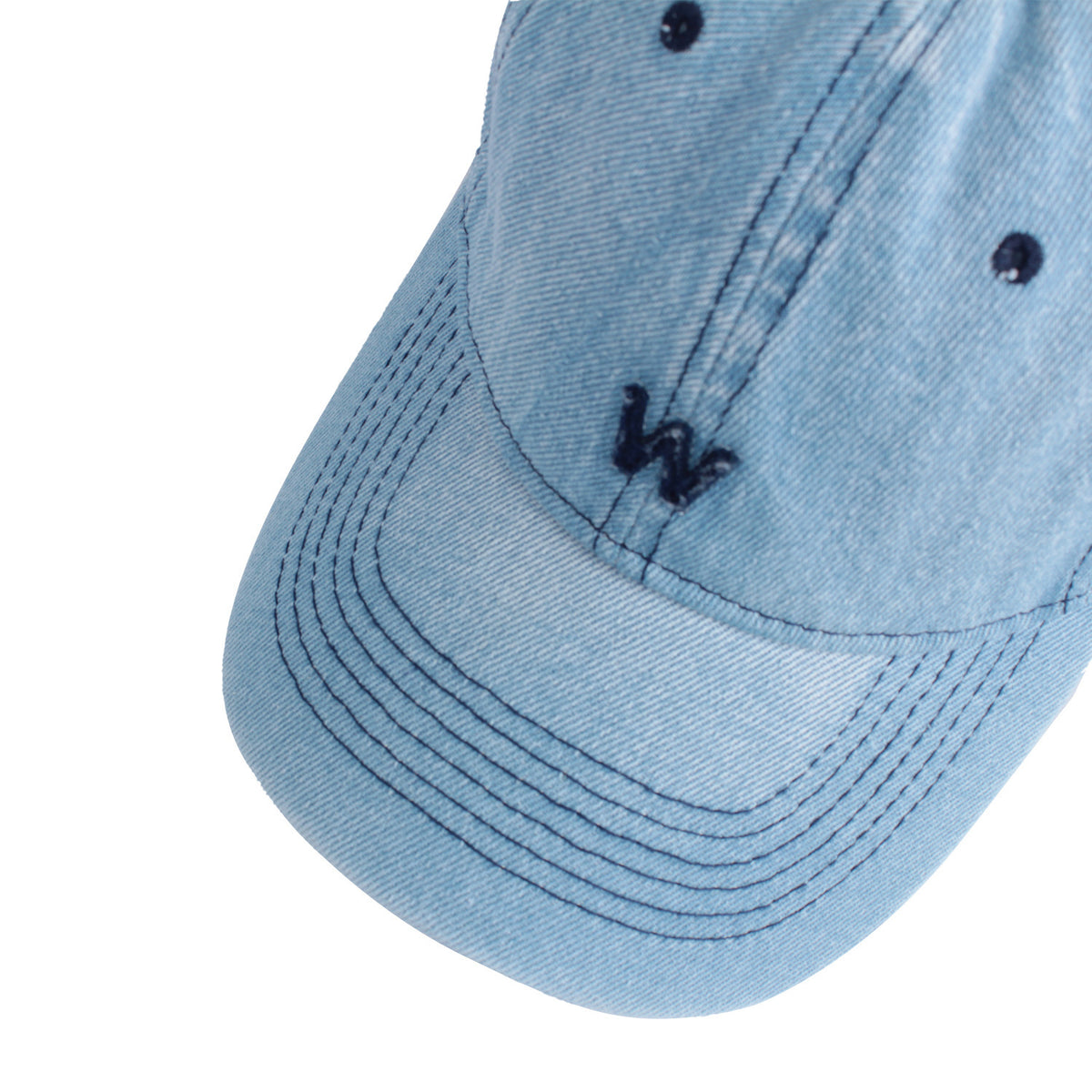 W Denim-Look Cotton Baseball Cap | Adjustable Sun Hat
