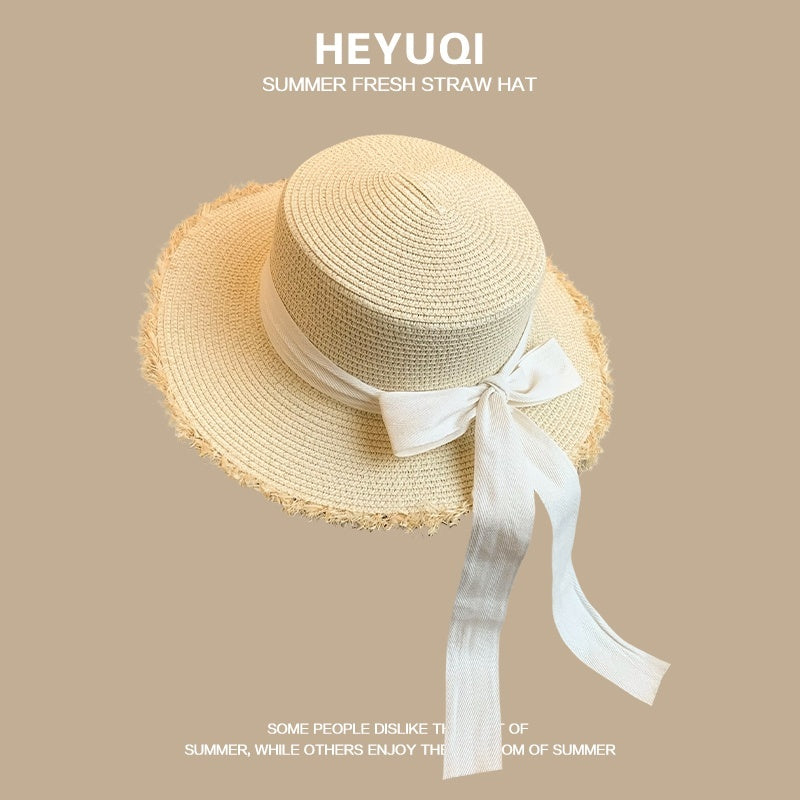 French Lace Raffia Hat Women's Summer Seaside