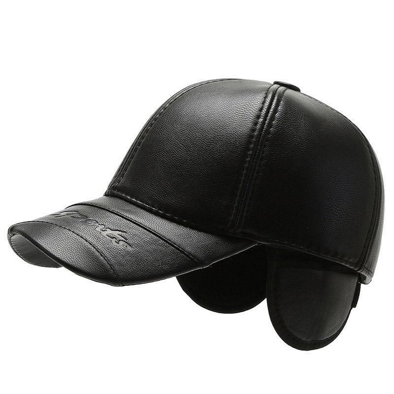 Men's Middle-aged And Elderly Winter Cold-proof PU Leather Hat