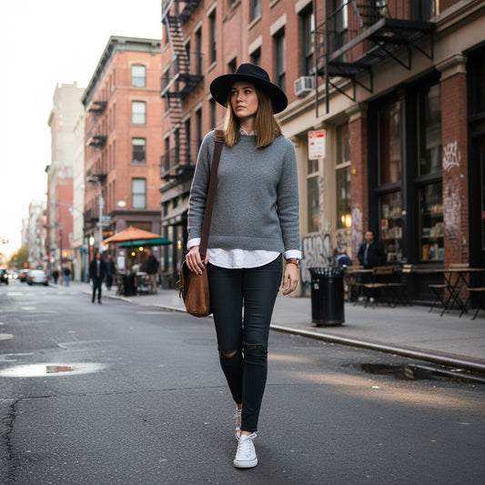 Black fedora hat on a white background