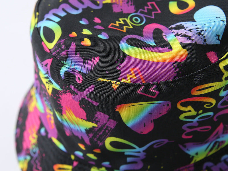 TheCapSpot - Spring Summer Heart Print Reversible Bucket Hat