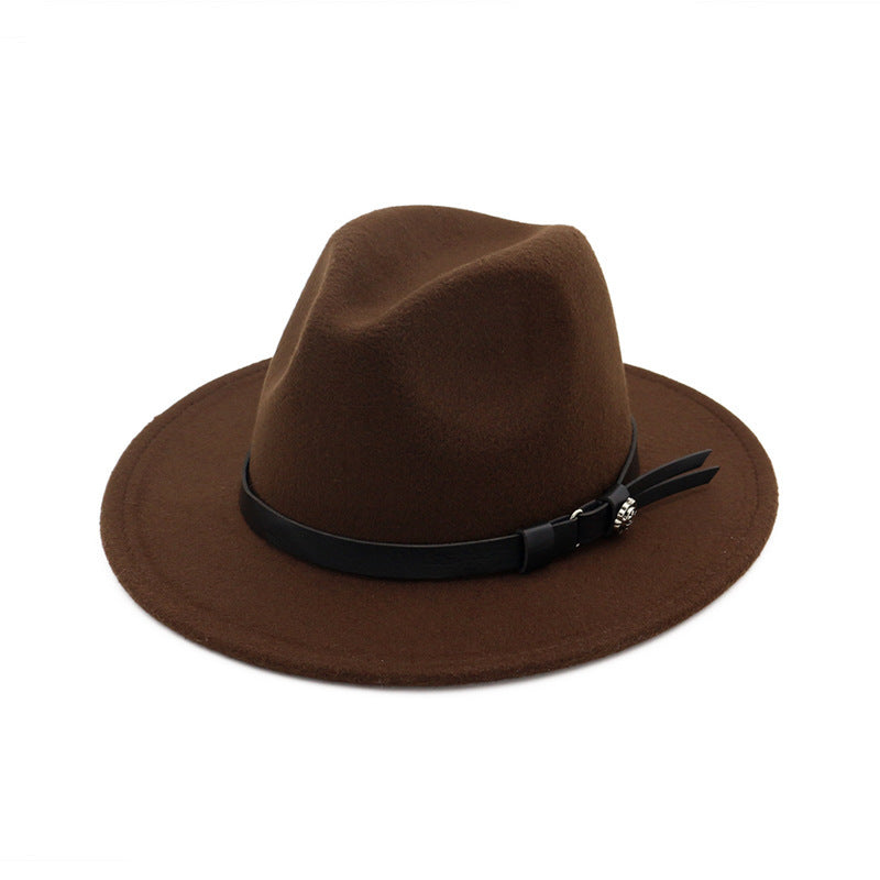 Jazz Flat Brim Felt Straight Brim Hat
