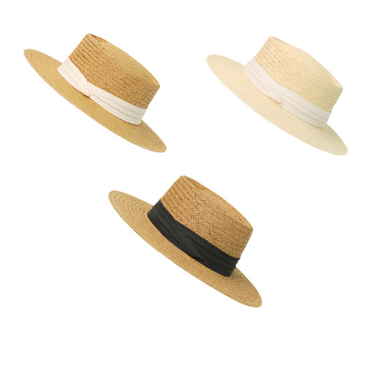 TheCapSpot - Solid Ribbon Straw Hat