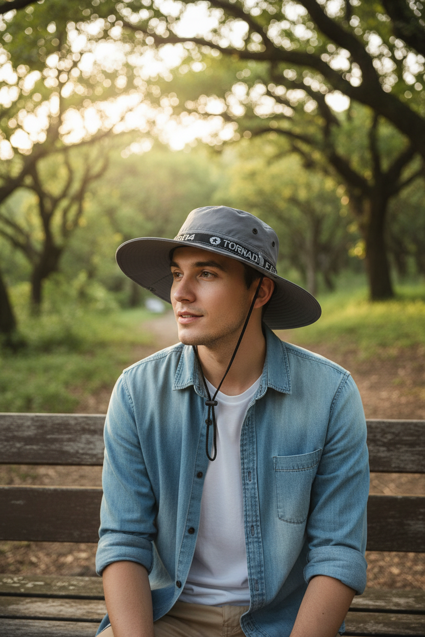 Kelci Men's Outdoor Polyester Wide Brim Sun Hat