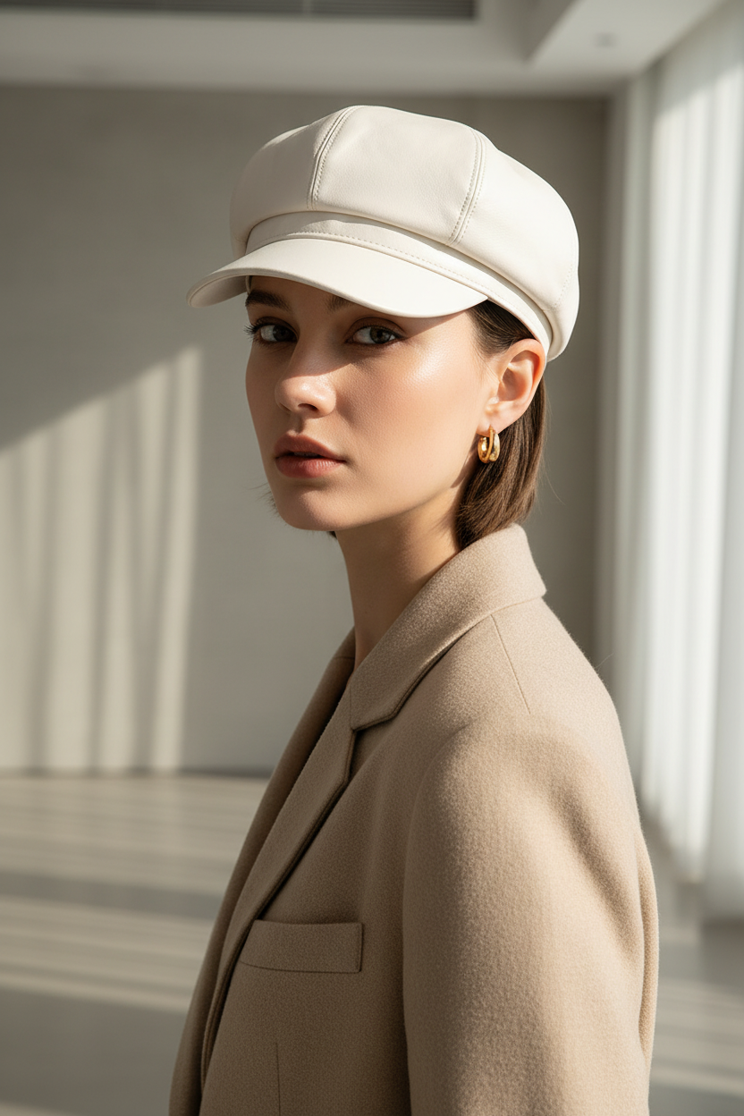 Livingston Faux Leather Octagonal Cap