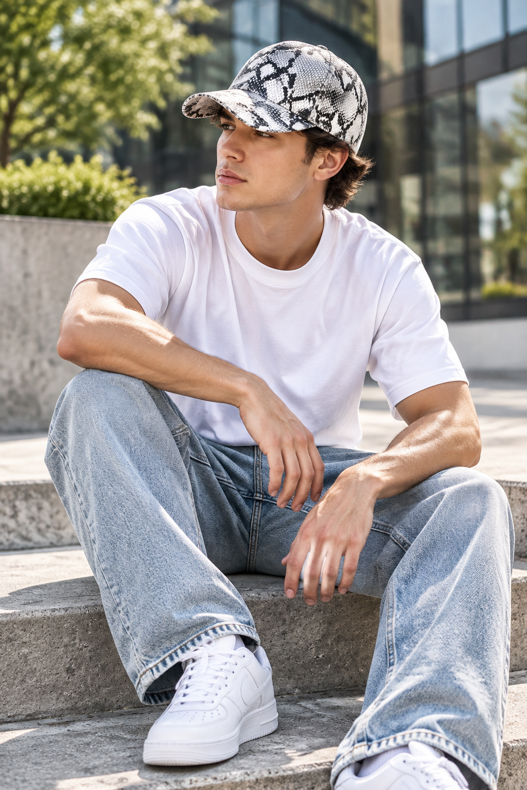 Warren Animal Print PU Baseball Cap with UV Protection