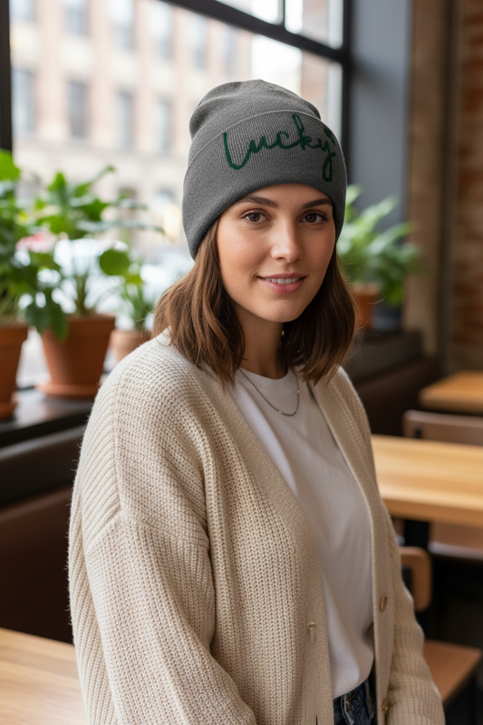 Lucky Knitted Beanie – Acrylic Winter Stocking Cap