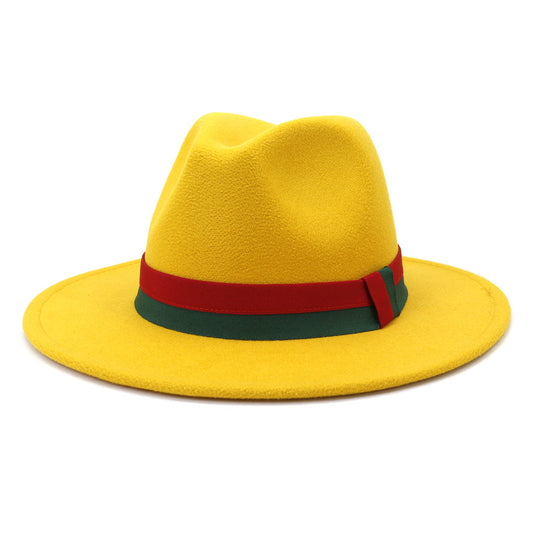 Cotton Flat Brim Fedora Hat with Band