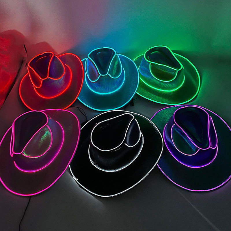 TheCapSpot - Halloween Carnival Party LED Wireless Fluorescent Colorful Cowboy Flashing Hat