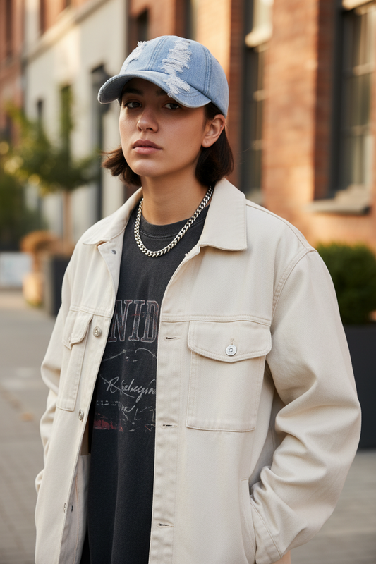 Montgomery Denim Peaked Cap – Adjustable Unisex