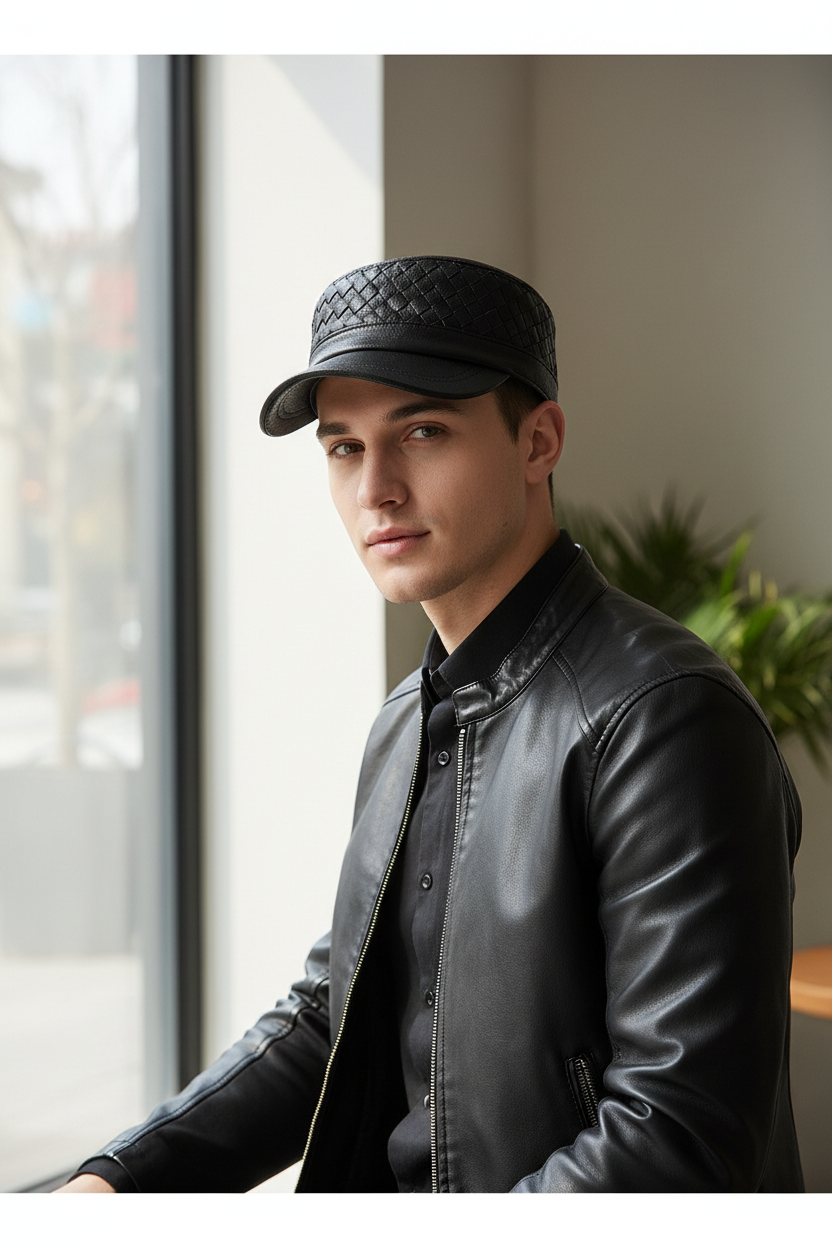 Thornton Genuine Leather Flat Cap