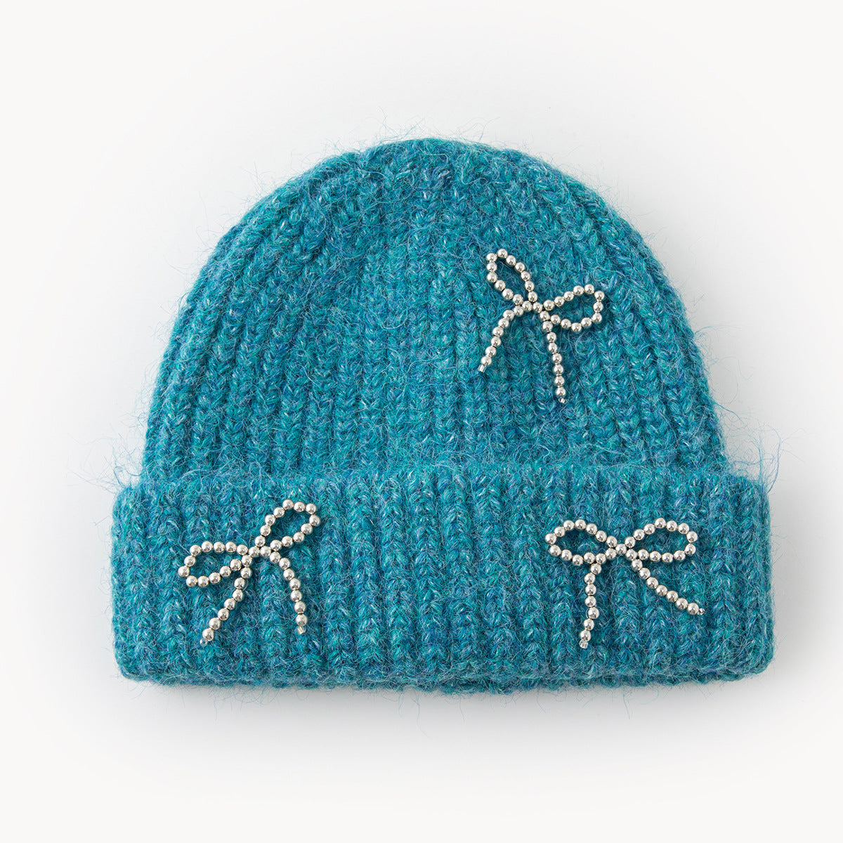 New Autumn Winter Solid-Color Bow-Knot All-Match Knitted Hat