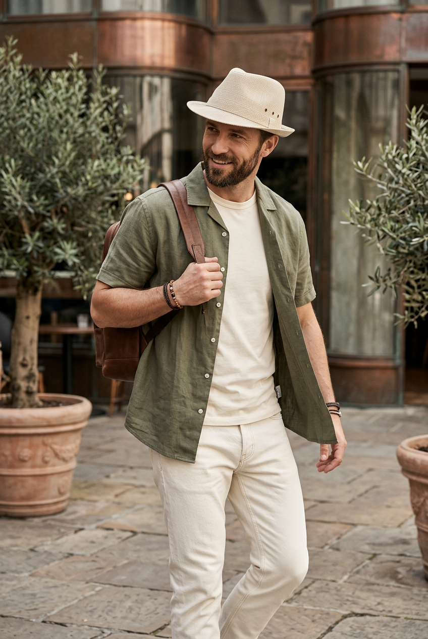 Harrison Linen Fedora Hat with Tapered Short Brim