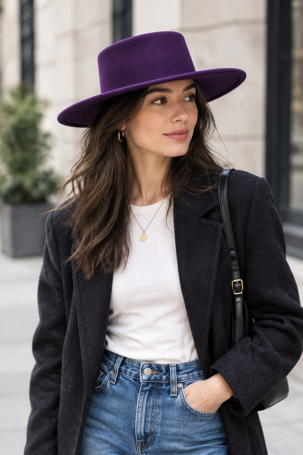 Alberta Wool Fedora Hat, Wide Brim UV Protection