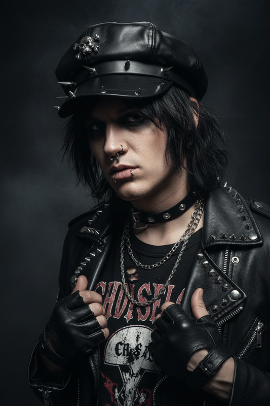 Stephenson Artificial Leather Skull Rivet Hip Hop Hat