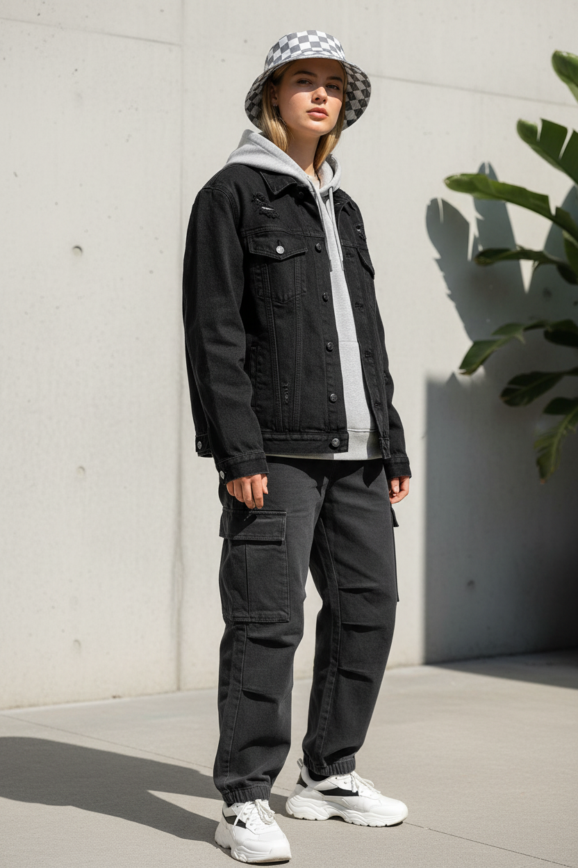 Calvert Checkered Bucket Hat, Flat Top, Medium