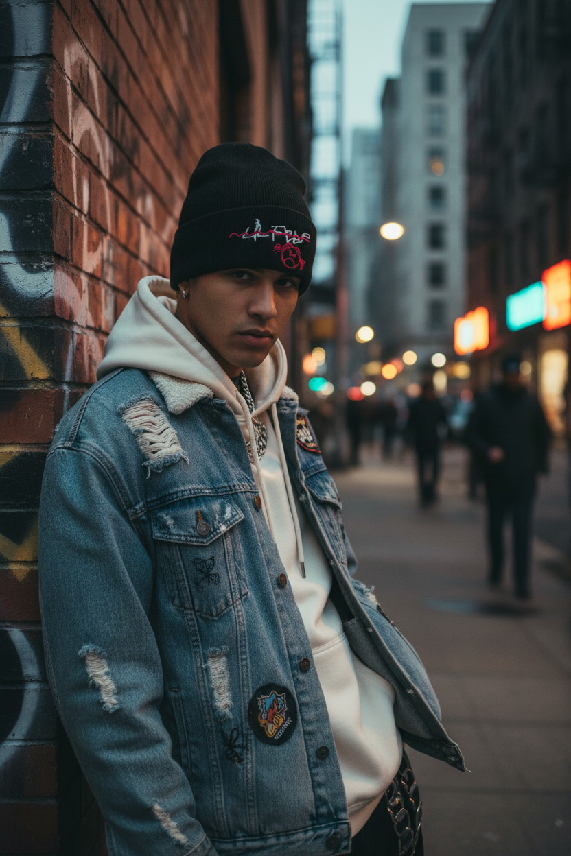 Nas Wool Knitted Beanie Hat with Satin Finish