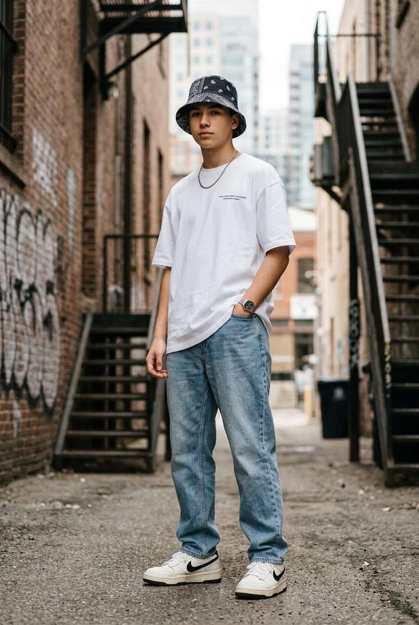 Floral Cotton Flat Top Bucket Hat – Short Brim, M