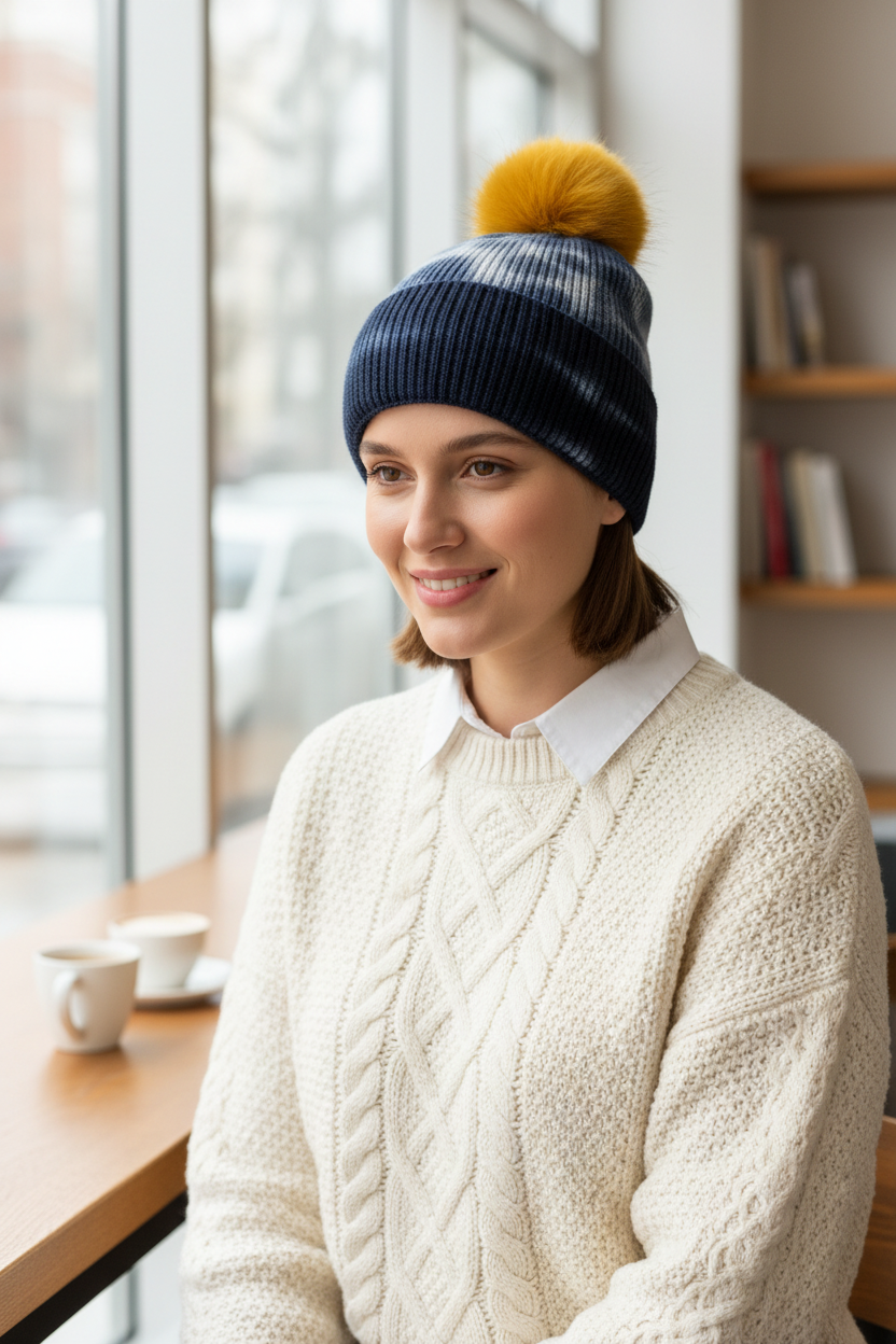 Wallen Wool Tie-Dye Stocking Cap with Pom-Pom