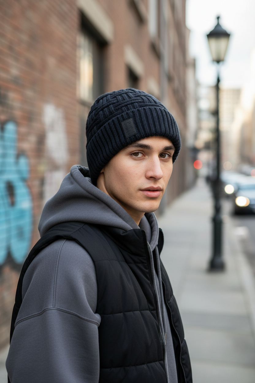 Lancaster Thickened Wool Checkered Beanie – Adjustable Fit