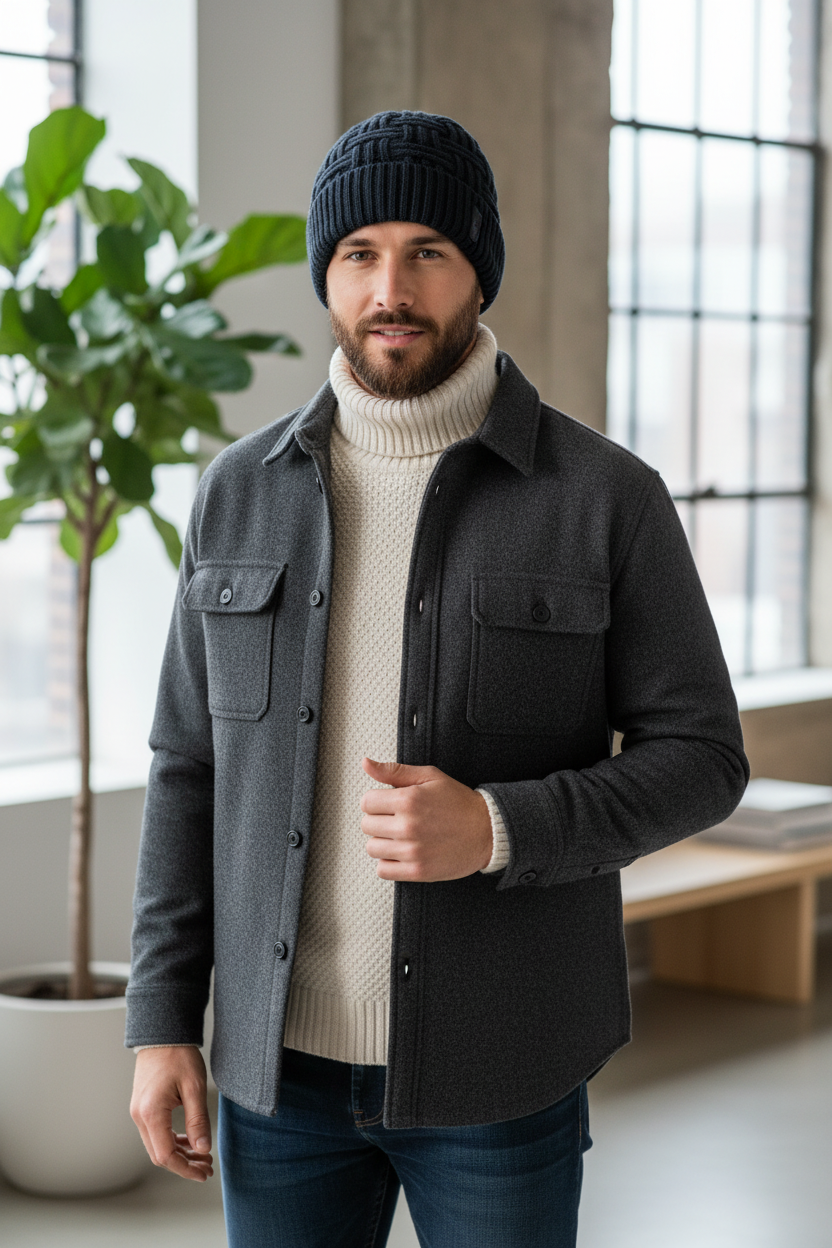 Lancaster Thickened Wool Checkered Beanie – Adjustable Fit