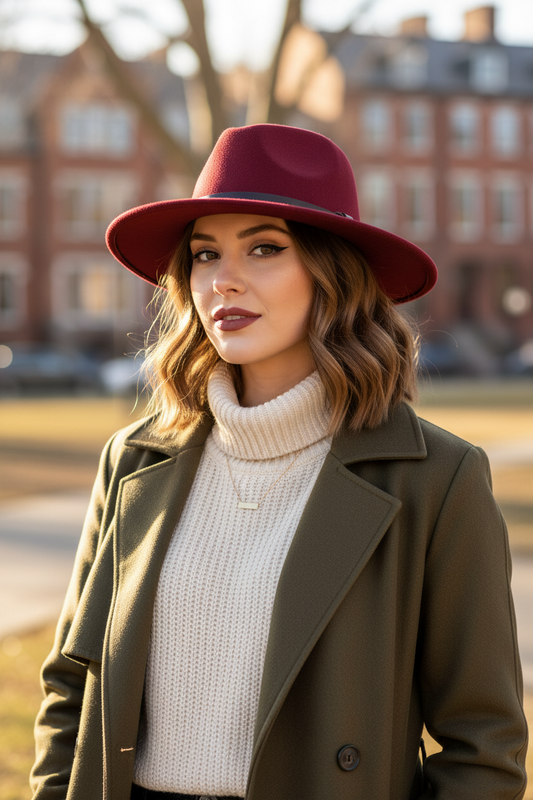 Braun Wool Felt Fedora Hat with Strap