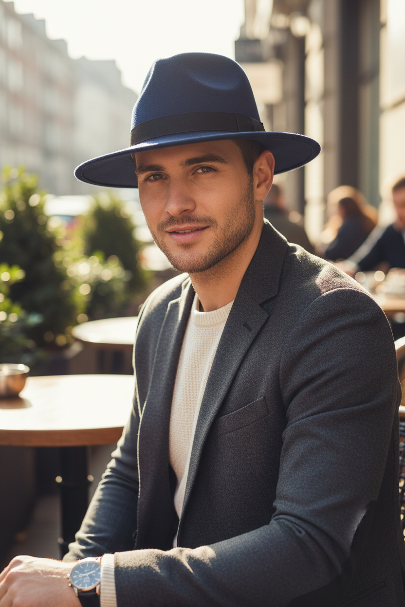 Highland Felt Fedora Sun Hat, Wide Brim, Men's L