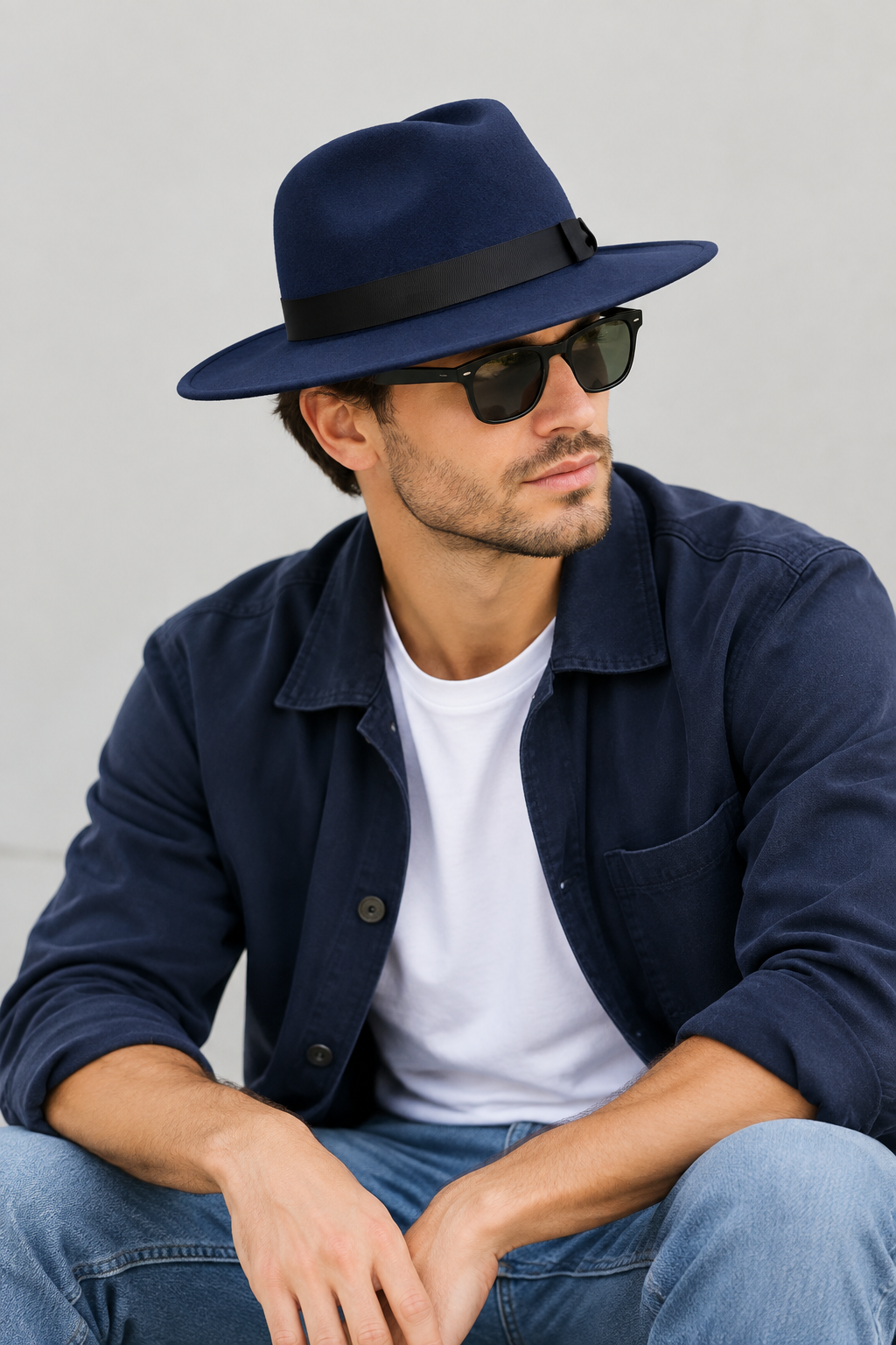 Highland Felt Fedora Sun Hat, Wide Brim, Men's L