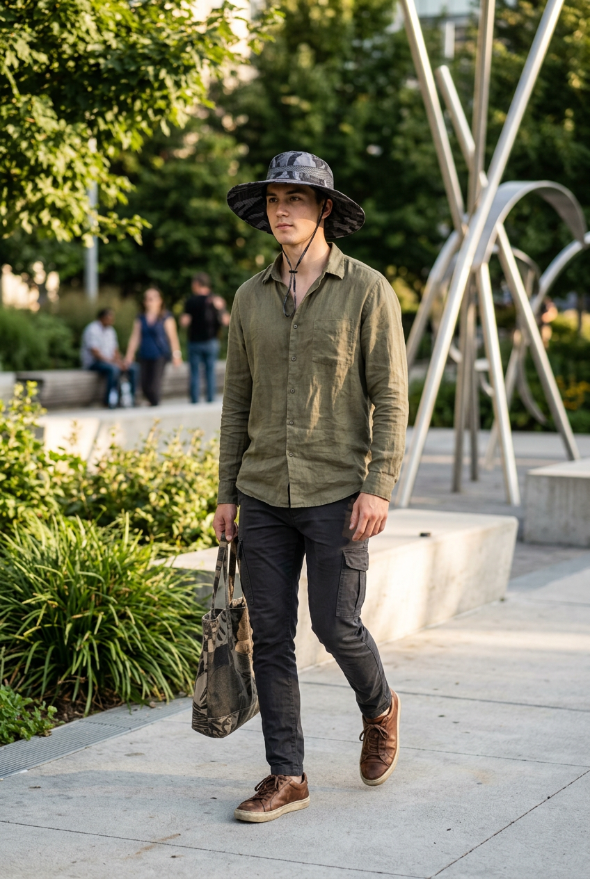 Newsome Camouflage Polyester Bucket Hat