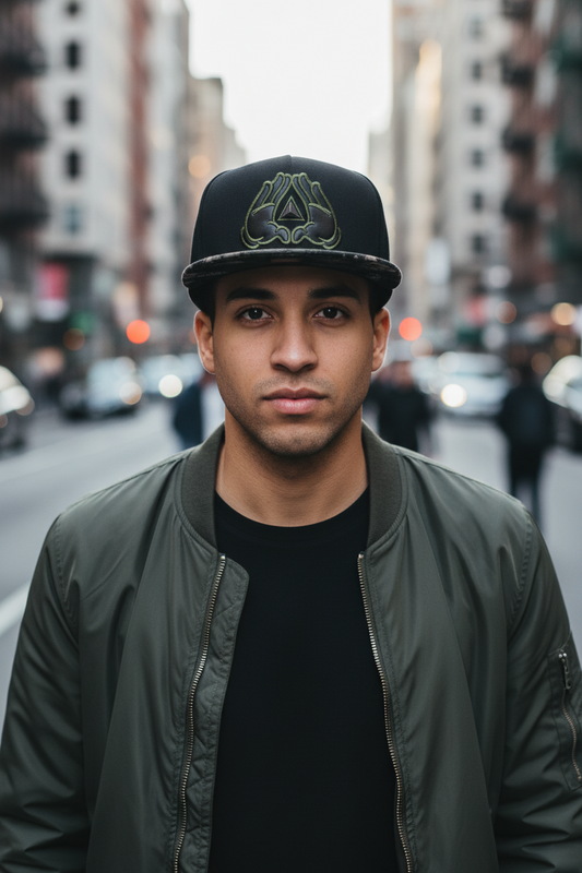 Black Cayler & Sons cap with green logo on a white background