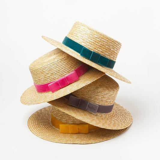 TheCapSpot - Straw hat with velvet ribbon