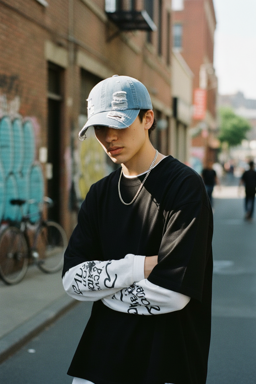 Claremont Distressed Blue Denim Baseball Cap