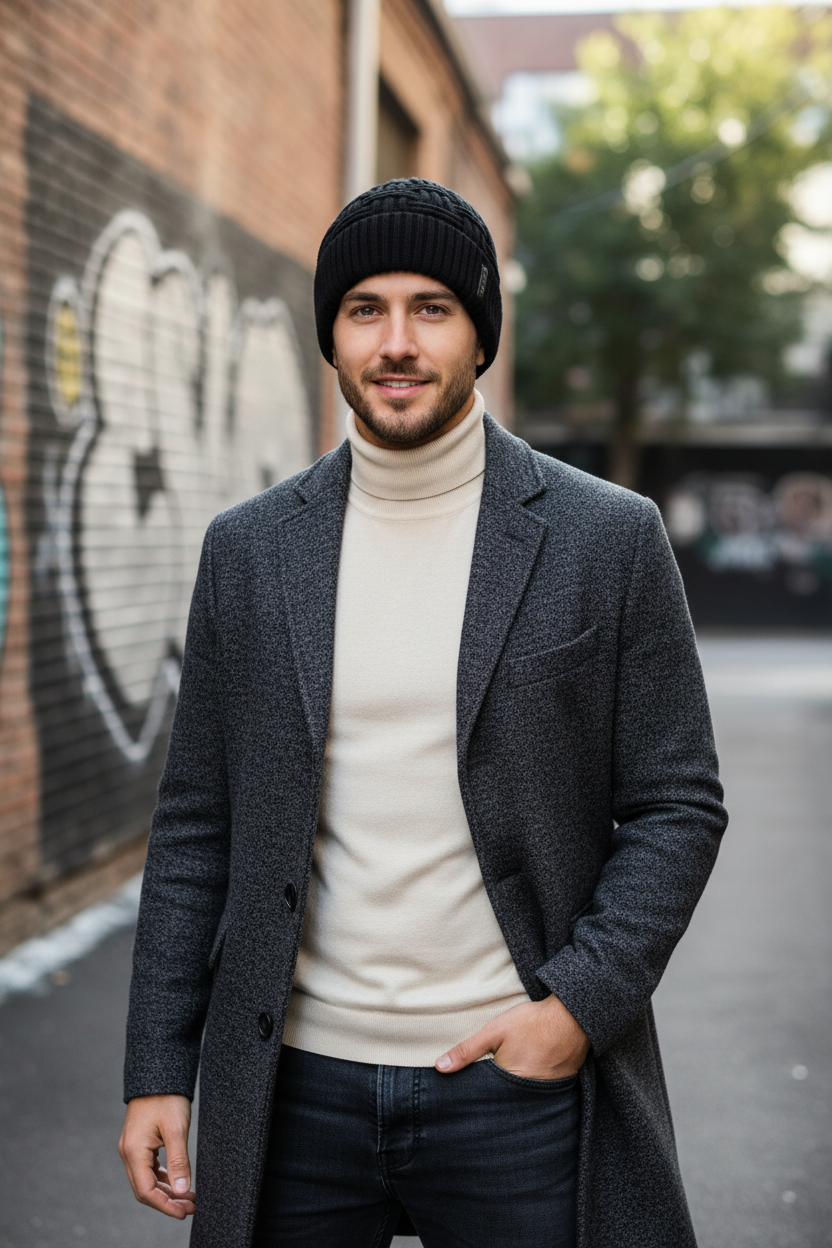 Lancaster Thickened Wool Checkered Beanie – Adjustable Fit