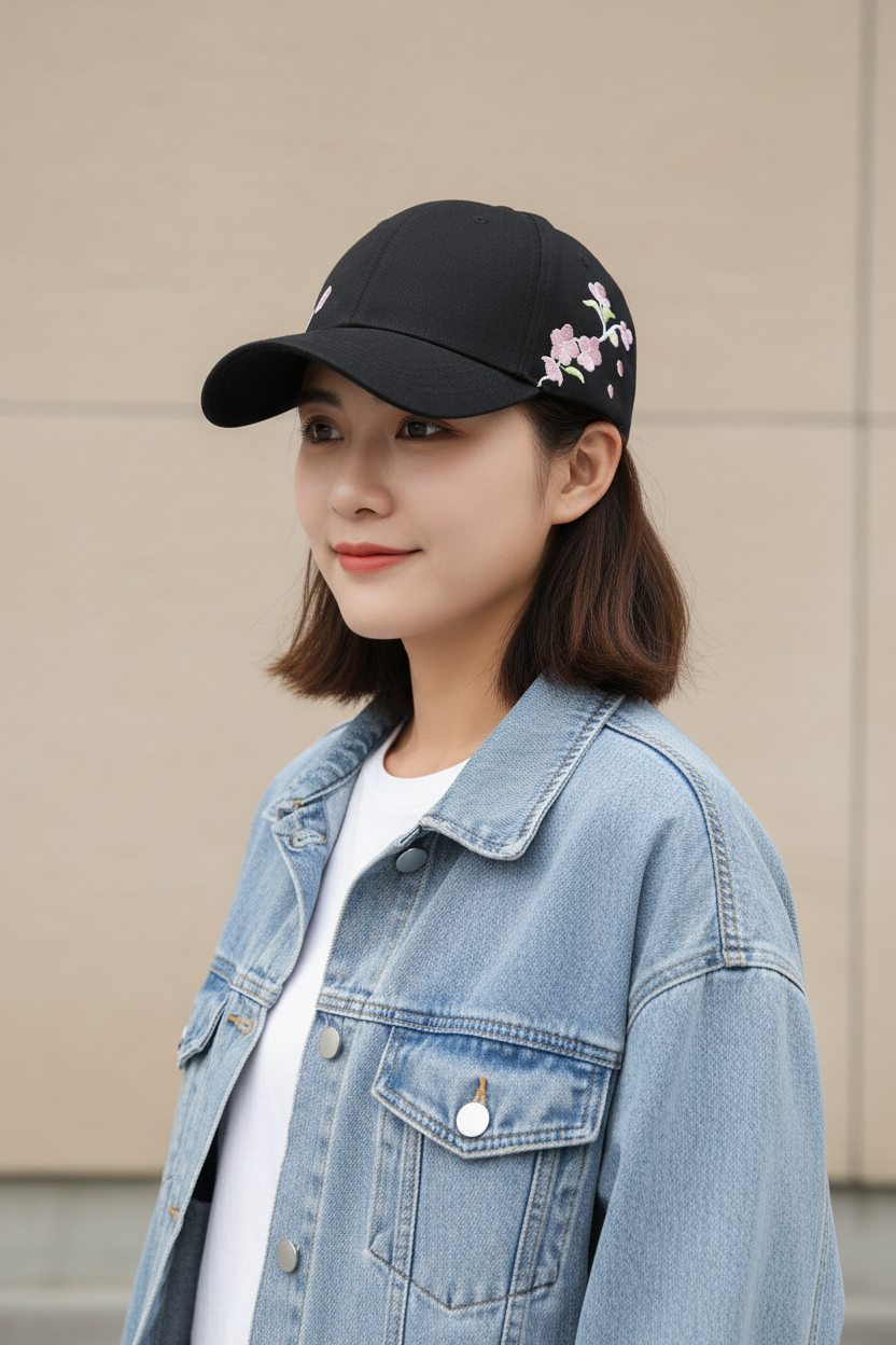 Sincere Cotton Flower Peaked Cap